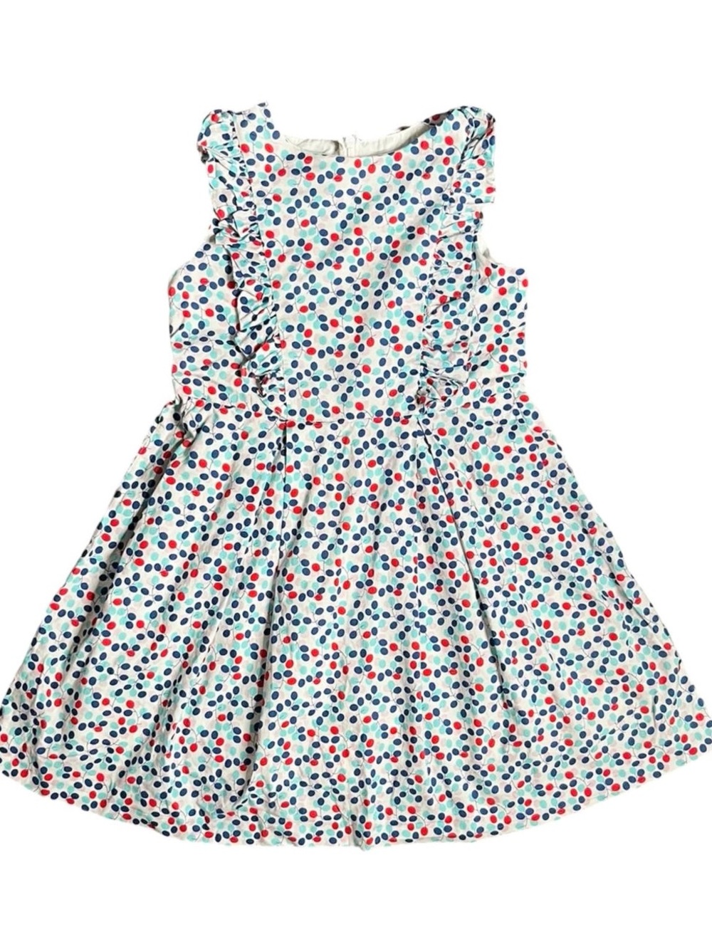 Jacadi White Dress with Red & Blue Polka Dots